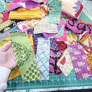 50 Vintage Recycled Indian Sari Fabric Remnants, Boho Pieces, Snippets, Collage, Mixed Media, Junk Journals, Embroidery, Sewing, Patches