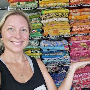 1/2 POUND Kantha, Kantha Scraps, handstitched Quilt scraps, fabric scraps, Quilt fabric scraps, Patchwork fabrics, recycled fabrics