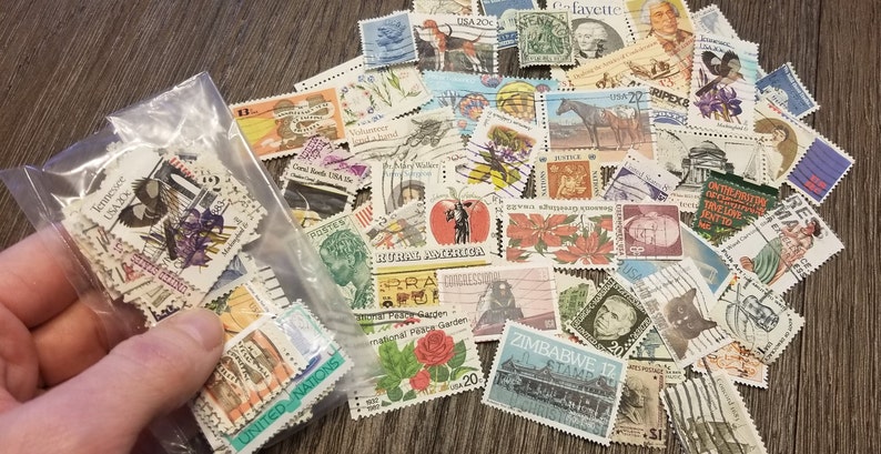 50 VINTAGE Postage Stamps-vintage & Modern Mixed Lot -american Stamp ...