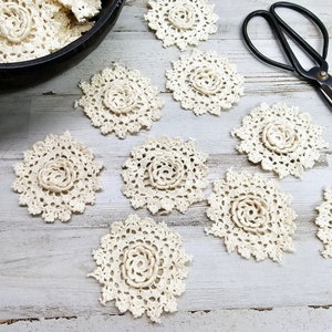 10 Vintage Dollies -  2.5" Crochet Doilies pack -  2.5" Dollie lot - slow stitch - junk journal - What you see you will be getting. (#9)