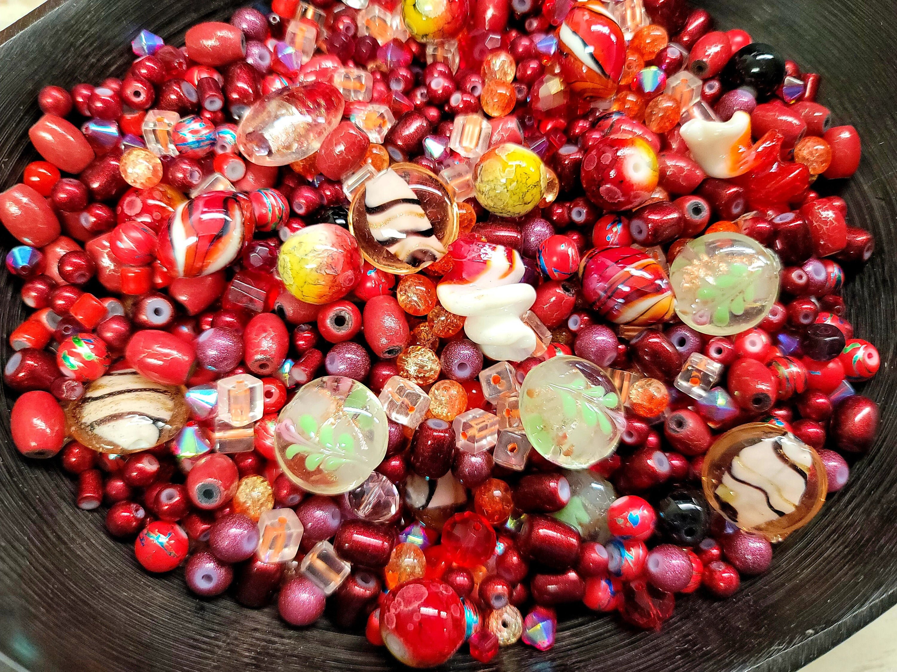 RED Glass Beads4 ounces 100 Beads/Crystal beads/Glass | Etsy