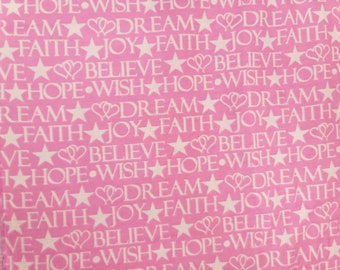 PINK(Christian) Flannel Fabric-BoyFabric/Quilt fabric/Baby quilt fabric/ Novelty Flannel fabric/Fabric for baby/Fabric by the 1/2 yard