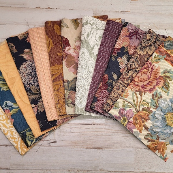 12 Floral (14.5" x 10.5")  Vintage Tapestry Junk Journal pack/Upholstery fabric pack/Junk journal pack/What you see you will get! #12