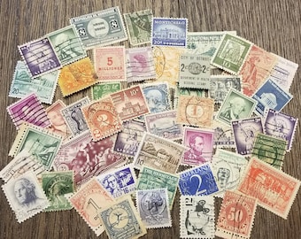 50 Sellos postales VINTAGE MIX-Vintage & Modern Mixed Lot -American Stamp-Scrap booking-Art-Paper-Ephemera-Smash Journal -Viajes