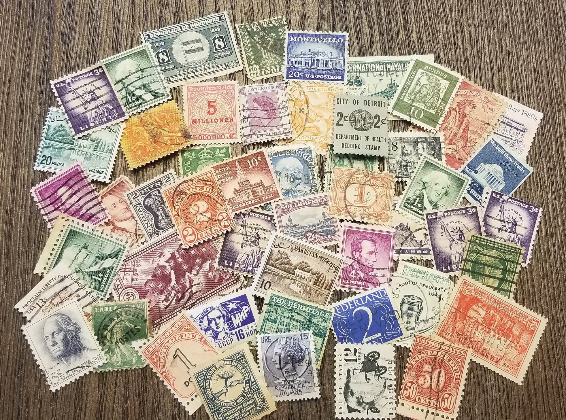 50 VINTAGE MIX Postage Stamps-vintage & Modern Mixed Lot -american ...