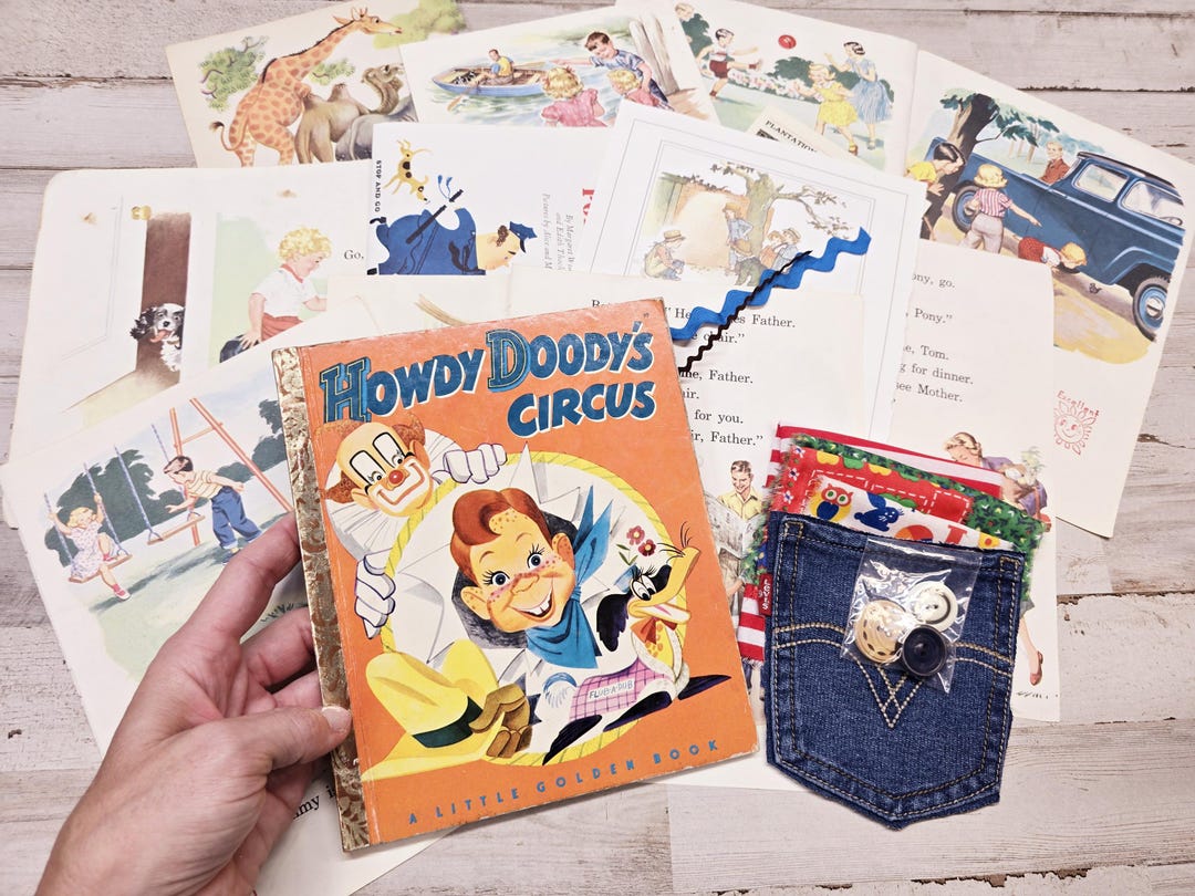 Vintage Children's Ephemera Pack: Howdy Doody Book, Fabric, Buttons DIY ...