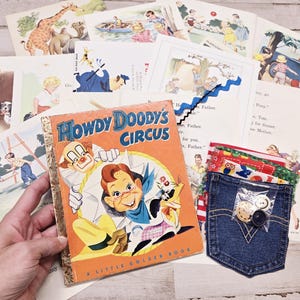 "Junk Journal Kit / Vintage Kinder Ephemera Paket / erste Auflage ""Howdy Doody's Circus" ein kleines goldenes Buch 50er - 70er Jahre DIY Kit."