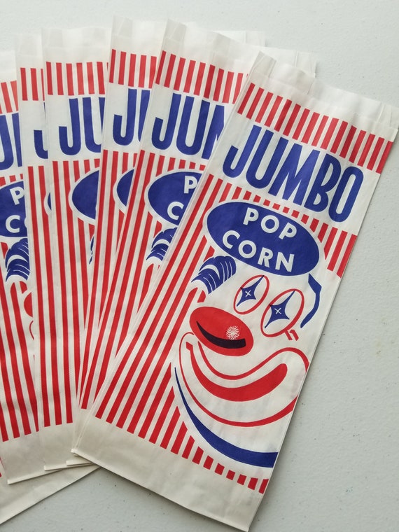 15 JUMBO Popcorn bagsVintage Style Clown Jumbo Popcorn Bags Etsy