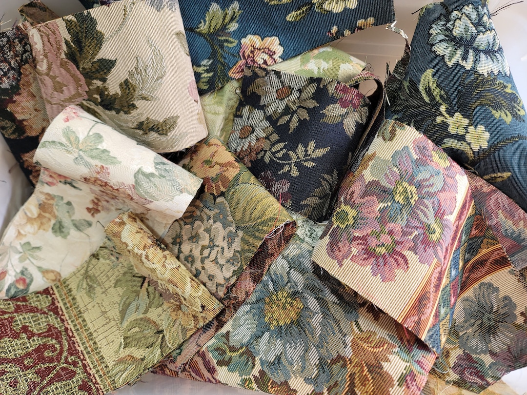 1/2 Lb Vintage Upholstery Fabric Scraps/scrap Pack/ Floral & Neutral