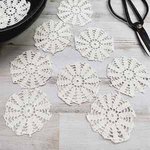 10 Vintage Dollies -  3.5" Crochet Doilies pack -  3.5" Dollie lot - slow stitch - junk journal - What you see you will be getting.#3