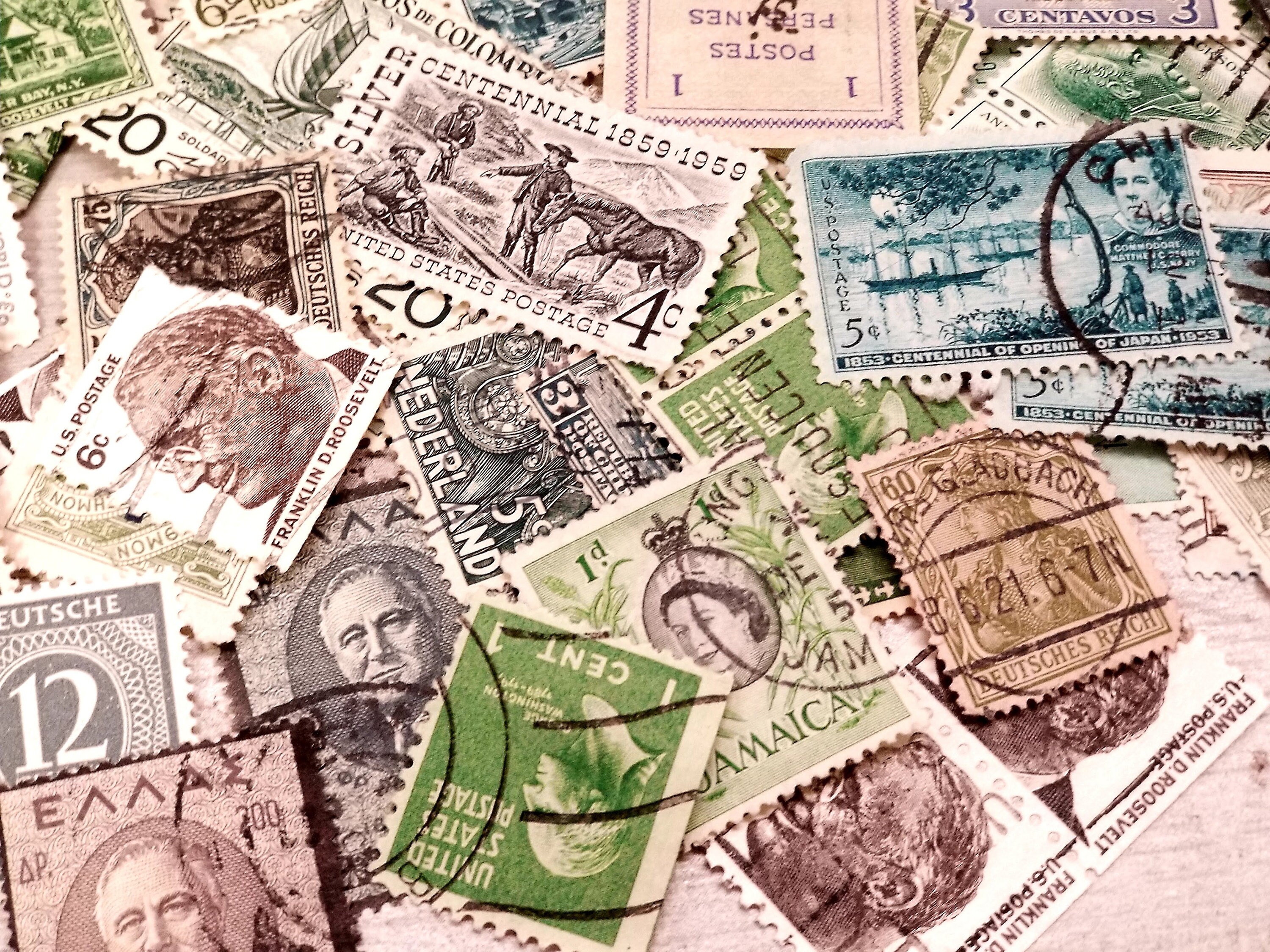 50 Vintage GREEN Mix Postage Stamps-vintage & Modern Mixed Lot ...