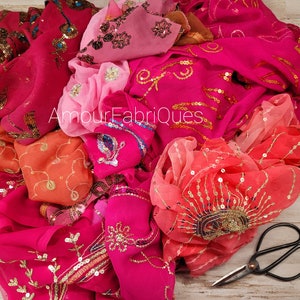 Bolsa de 5" x 7" ROSA con cuentas Sari Scraps-Sari Scraps-Boho Scraps-Variedad de restos de cuentas/secuencia