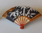 Vintage 1960s Toshikane Arita Porcelain Fan Earrings and Matching Brooch Pin
