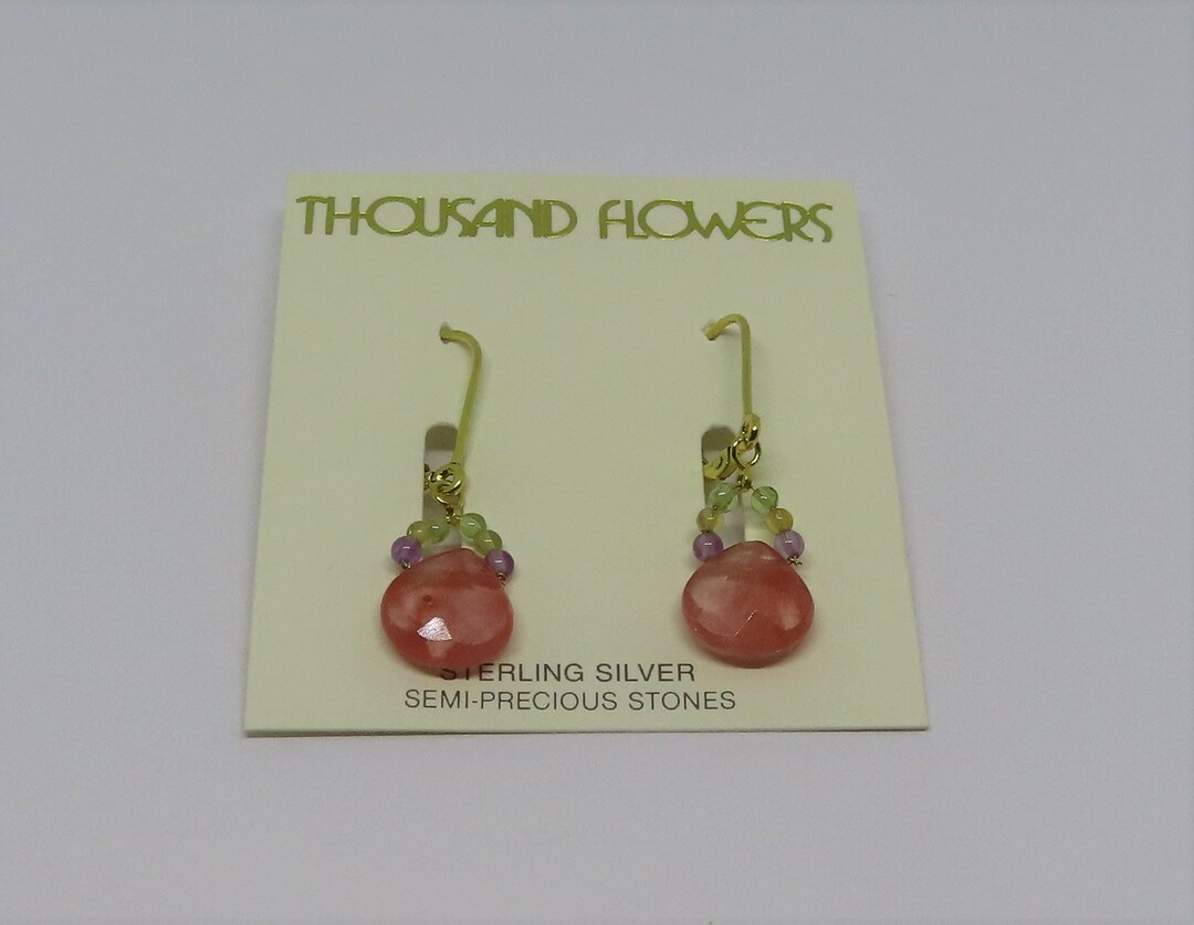Vintage Thousand Flowers 1980s Rose Quartz Briolette Semi Precious