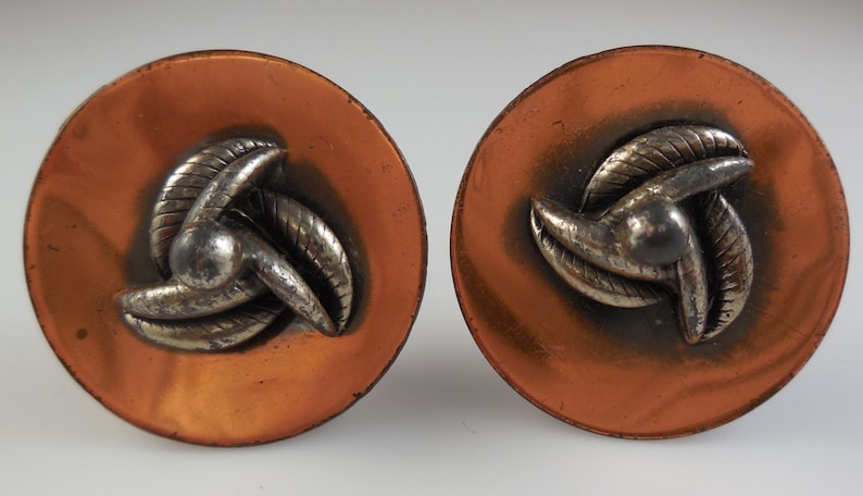 Vintage 1960s Modernist Copper Cufflinks Pat Pend