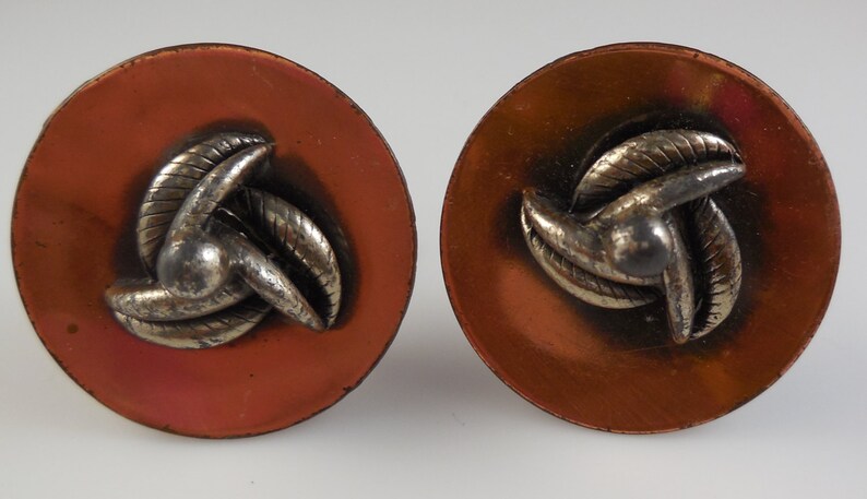 Vintage 1960s Modernist Copper Cufflinks Pat Pend