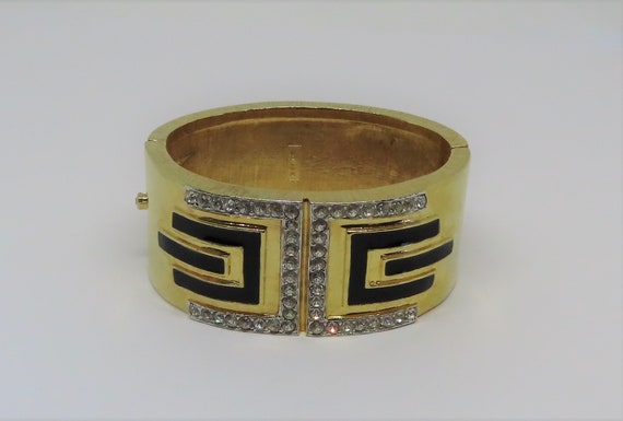 Vintage Joseph Mazer Jomaz Gold Tone Enamel Hinge… - image 1