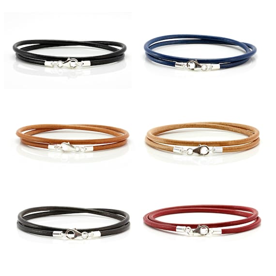 Mens ladies Genuine Greek Leather Bracelet double Wrapped With