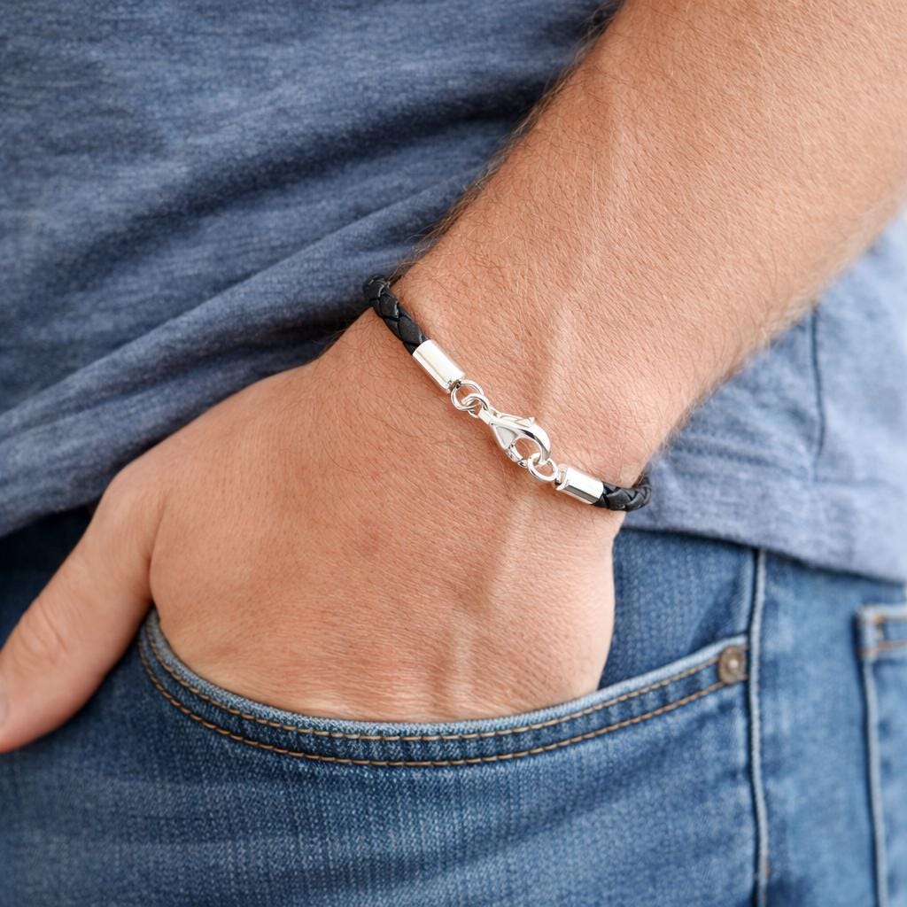 Bracciale in pelle a doppio giro: cinturino intrecciato multifilo, stile