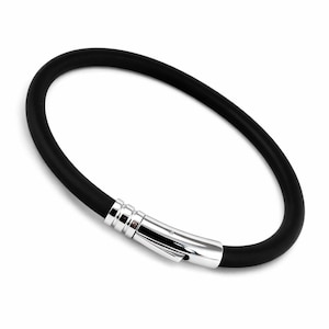 Men’s Chunky Rubber Bracelet with Stainless Steel Trigger Clasp