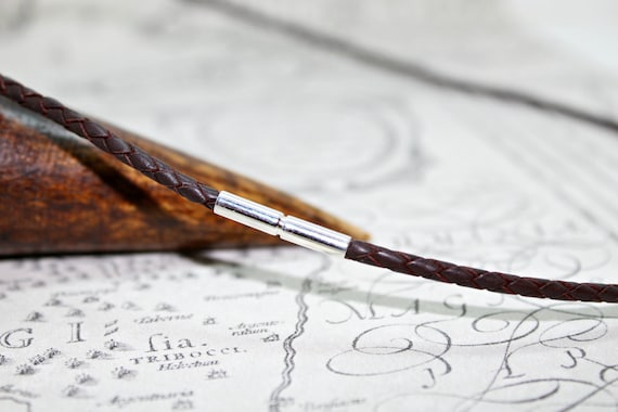 Collana In Pelle Intrecciata Nera, Collana Con Cordino In - Foto 4