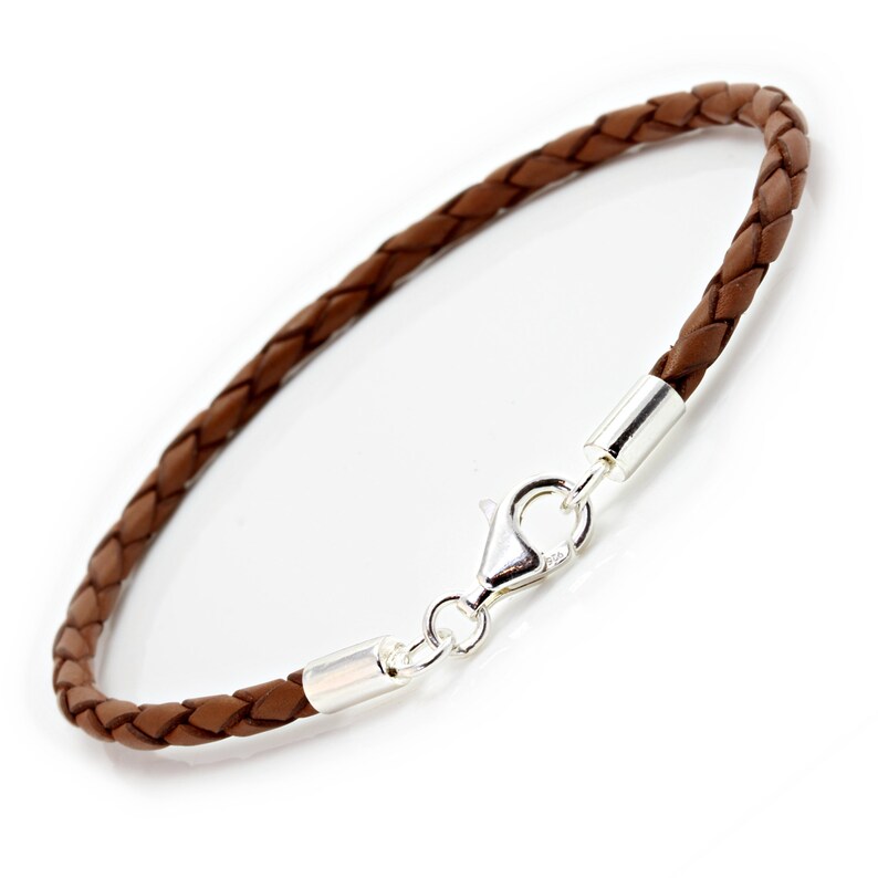 3mm Dark Brown Greek Leather Bracelet-sterling Silver Clasp