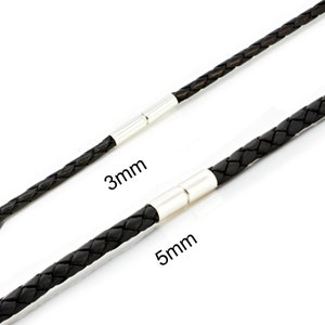 Genuine Braided leather necklace with sterling silver Twist clasp-Real Leather Thong/Cord necklace-Size choice-Black