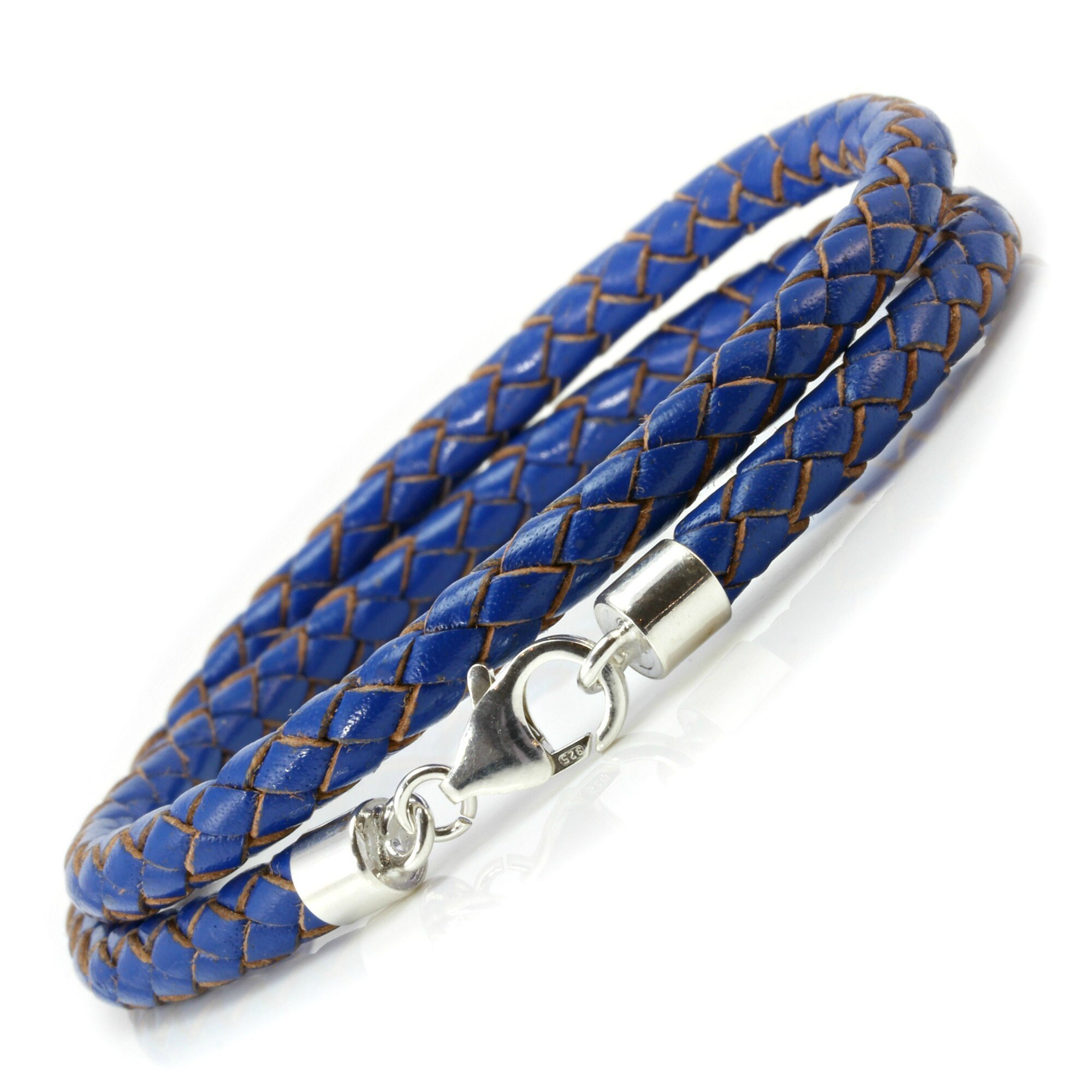 Men’s Engravable Sterling Silver Vertical 2-Bar Leather Bracelet
