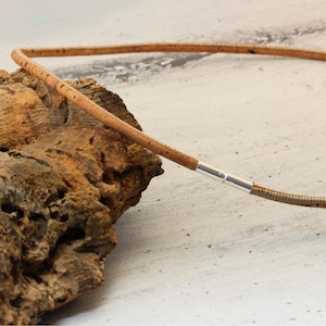 Men&#39;s/Ladies Cork Necklace – Natural 3mm Portuguese Cork Cord – Sterling Silver Twist Clasp – Eco-Friendly Vegan Jewellery