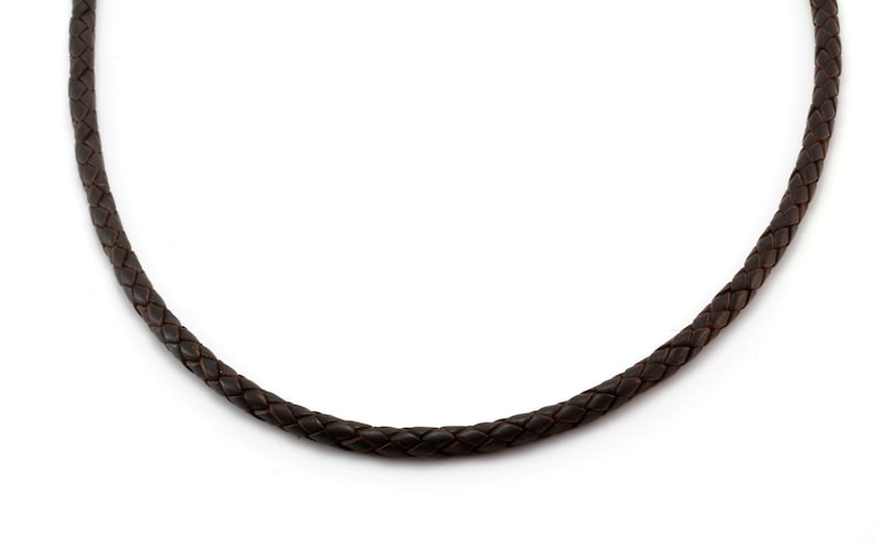 Mens Genuine leather necklace with sterling silver ends and clasp-Real 5mm Thick Leather ThongCord necklace-Dark Brown