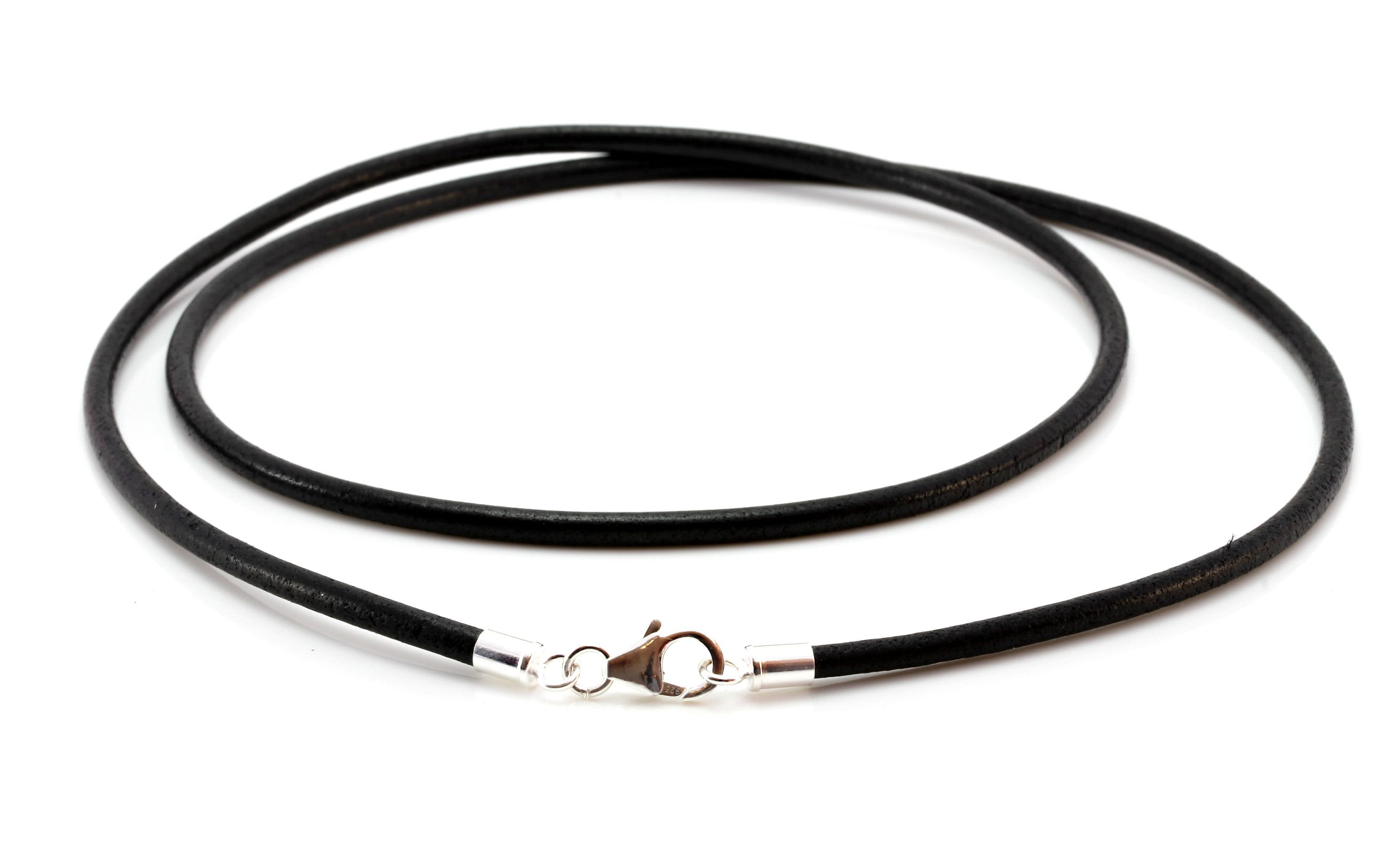 Mens Leather Necklace With Sterling Silver Clasp-genuine 3mm - Etsy UK