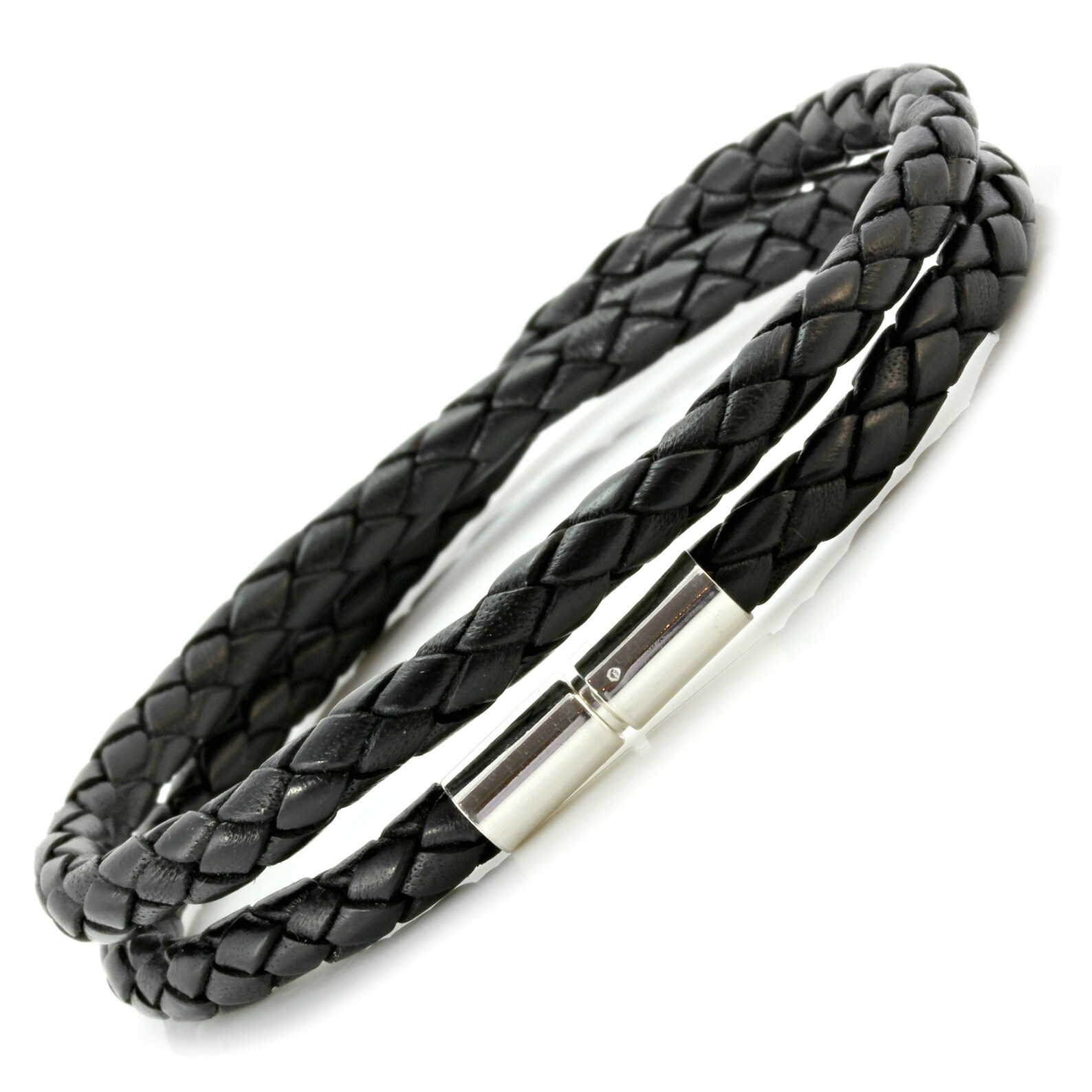 Mens Braided Leather Bracelet With Sterling Silver Twist Clasp Etsy UK