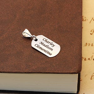 Personalised Sterling Silver Dog Tag Pendant – Engravable on Both Sides – Fits 3mm Leather Necklaces – Custom Gift for Him or Her