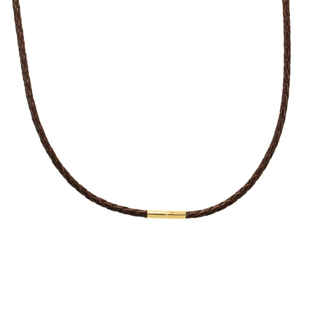 Collar de cordón de cuero para hombres Cierres de oro macizo de 14K Collar  de cuero Collar de cuero trenzado con cierres de oro Collar para hombre  BloomDiamonds -  México
