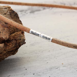 Personalised Cork Necklace for Men & Women – Eco-Friendly 3mm Portuguese Cork Cord with Sterling Silver Twist Clasp – Vegan Jewellery Gift