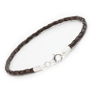Mens Braided Leather Bracelet With Sterling Silver Twist Clasp | Double Wrapped Braided Leather | Colour Choice| Double Wrapped Bracelet - Canada