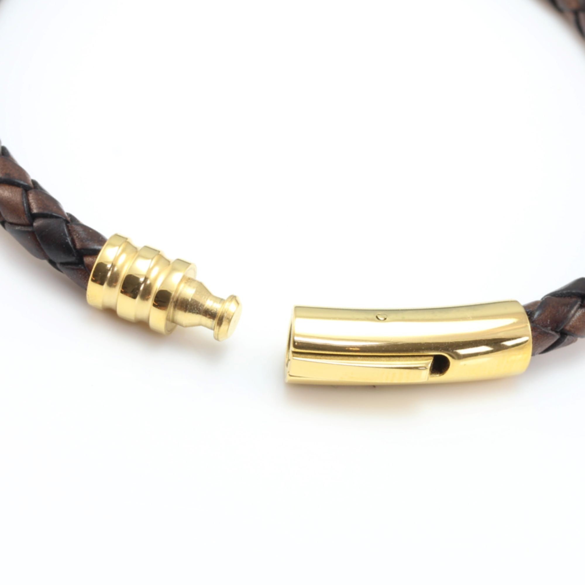 Paula & Fritz Bracciale Uomo/Donna In Pelle Sintetica Intrecciata – Chiusura Magnetica Acciaio Oro Rosa, 6mm