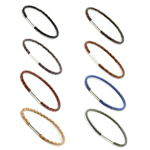 Mens/Ladies 3mm Braided Leather Bracelet With A Sterling Silver Twist Clasp-Colour Choice