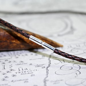 Mens / Ladies 3mm Braided leather necklace with sterling silver twist clasp-Genuine Leather Thong/Cord necklace-Antique Dark Brown