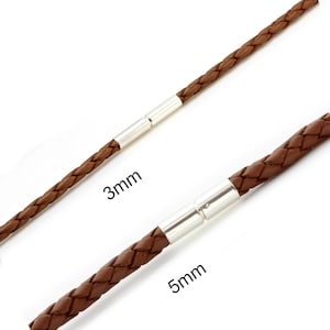 Genuine Braided leather necklace with sterling silver Twist clasp-Real Leather Thong/Cord necklace-Size choice-Light Brown