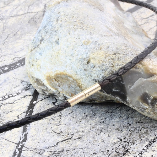 Braided Leather Cord Necklace 14K Solid Gold Clasp Leather Etsy