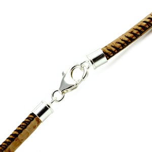Natural Cork Necklace with Sterling Silver Clasp-5mm Vegan Leather Alternative for Men & Women-Lightweight, Eco-Friendly