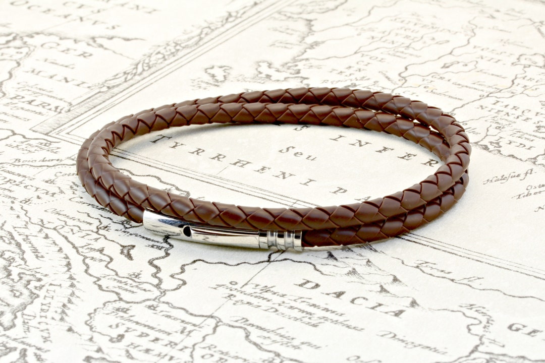 Mens Braided Rubber Bracelet With Stainless Steel Trigger - Etsy UK