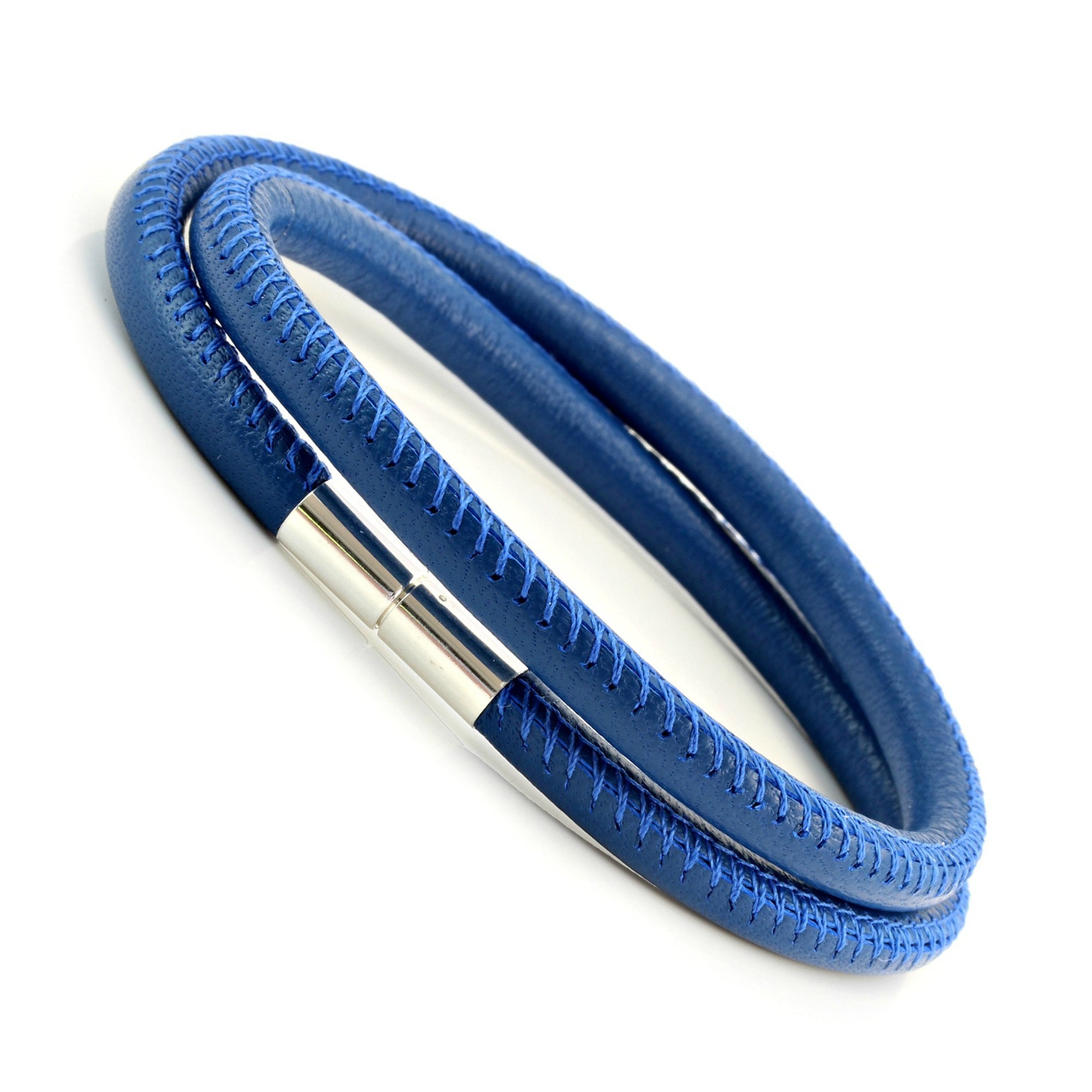 Blue leather deals bracelet
