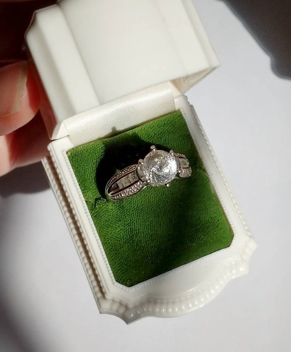Vintage CZ Diamond 14K Ring, Size 9 US, Eternity … - image 3