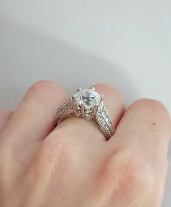 Vintage CZ Diamond 14K Ring, Size 9 US, Eternity … - image 5