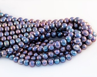 16 inch strand approx Peacock Potato Pearls 5mm