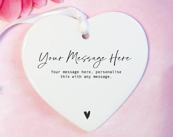 Personalised Ceramic Heart Keepsake: Script Style Message