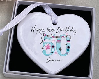 50th Birthday Gift, 50th gift, personalised 50 keepsake, Bunting 50th birthday, 50th Birthday gift, 50th  keepsake, 50th, 50th Gift for her