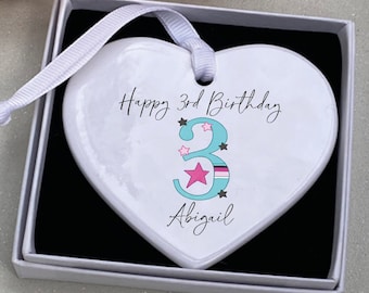 Personalised 3rd Birthday Ceramic Keepsake: Gift Tag